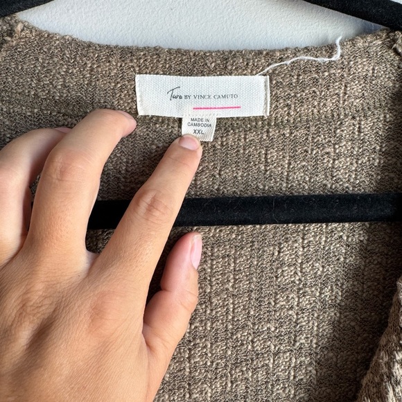 Vince Camuto Boxy Cozy Knit Cardigan XXL Neutral Taupe Button Front Sweater - Picture 2 of 6